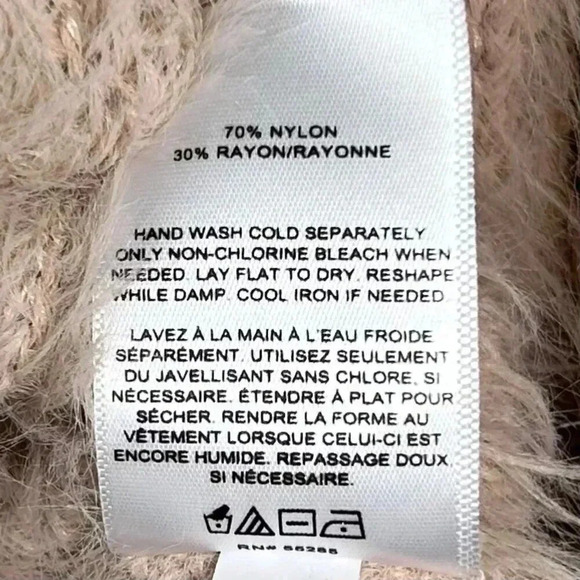 Express Size Medium Cowl Neck Sweater Tan Cozy Oversized - Picture 10 of 10